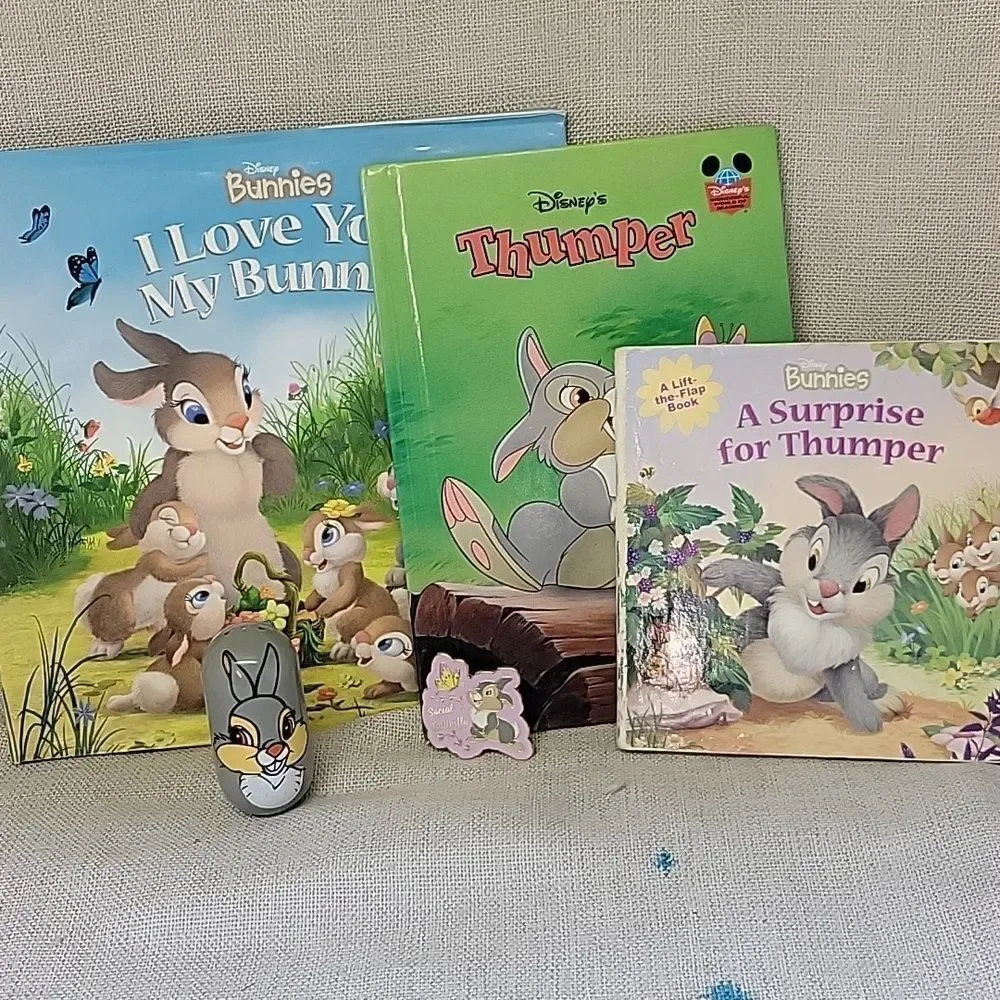 Disney's Thumper‎ bundle. 3 books, pin, Wobble figure